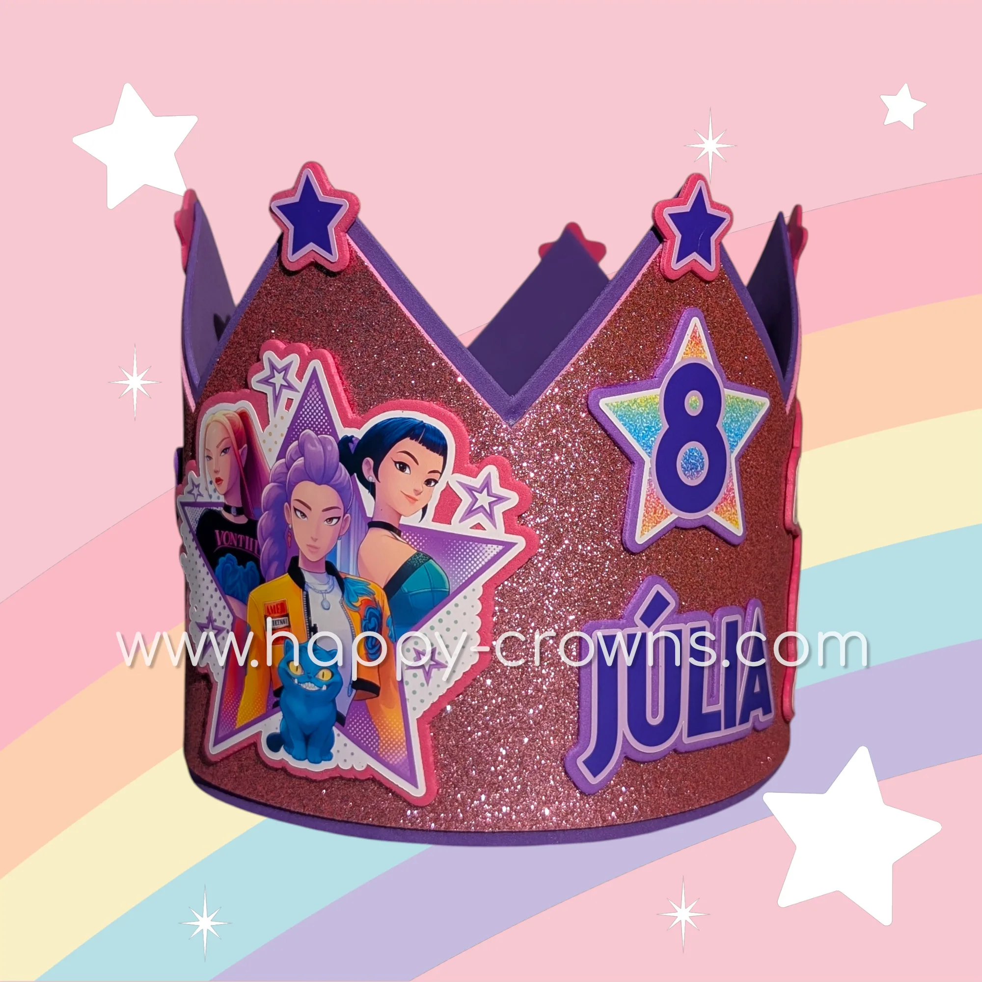 Corona de cumpleaños Huntrix K-Pop personalizada