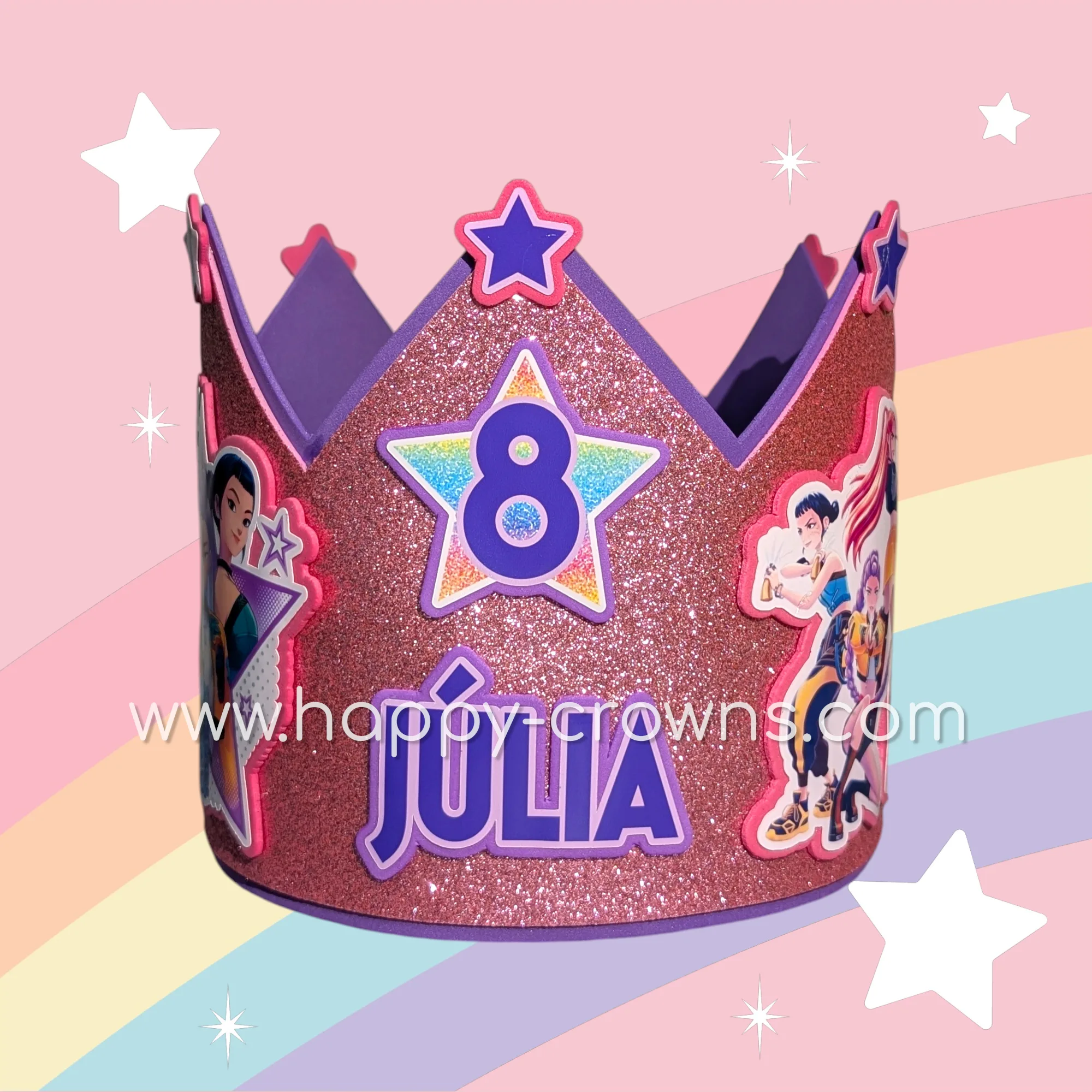 Corona de cumpleaños Huntrix K-Pop personalizada — 2