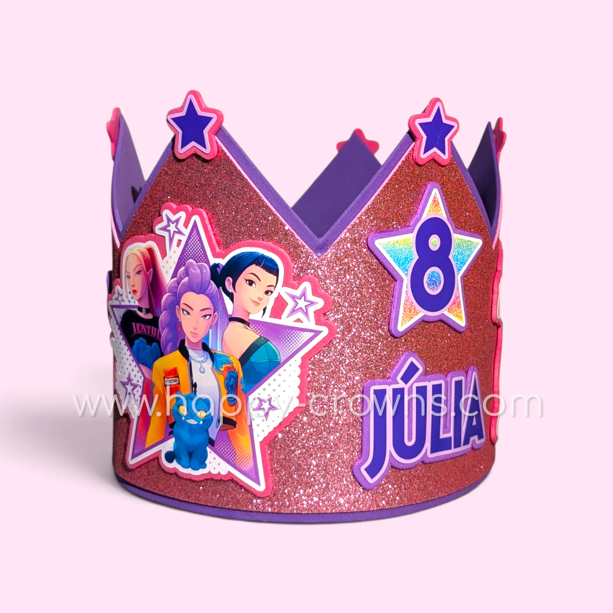Corona de cumpleaños Huntrix K-Pop personalizada
