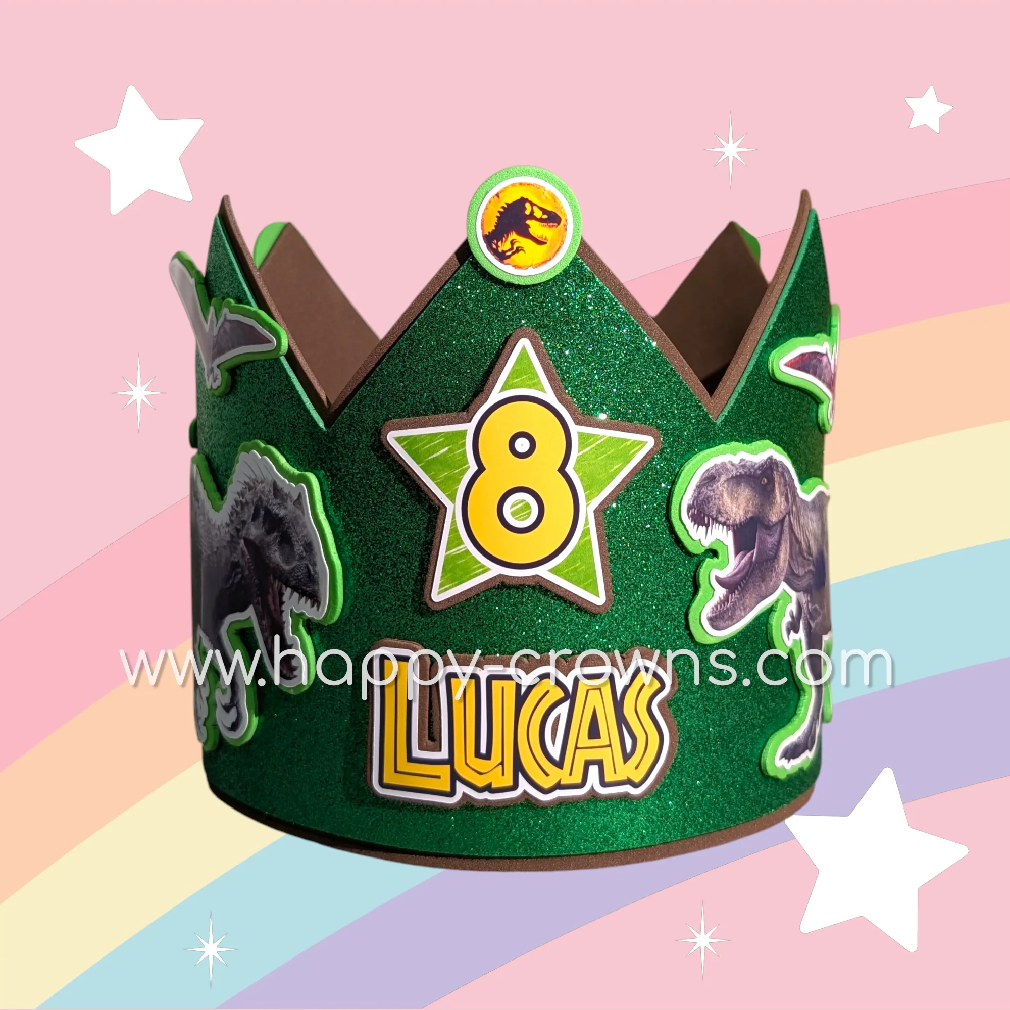 Corona de cumpleaños Jurassic World personalizada