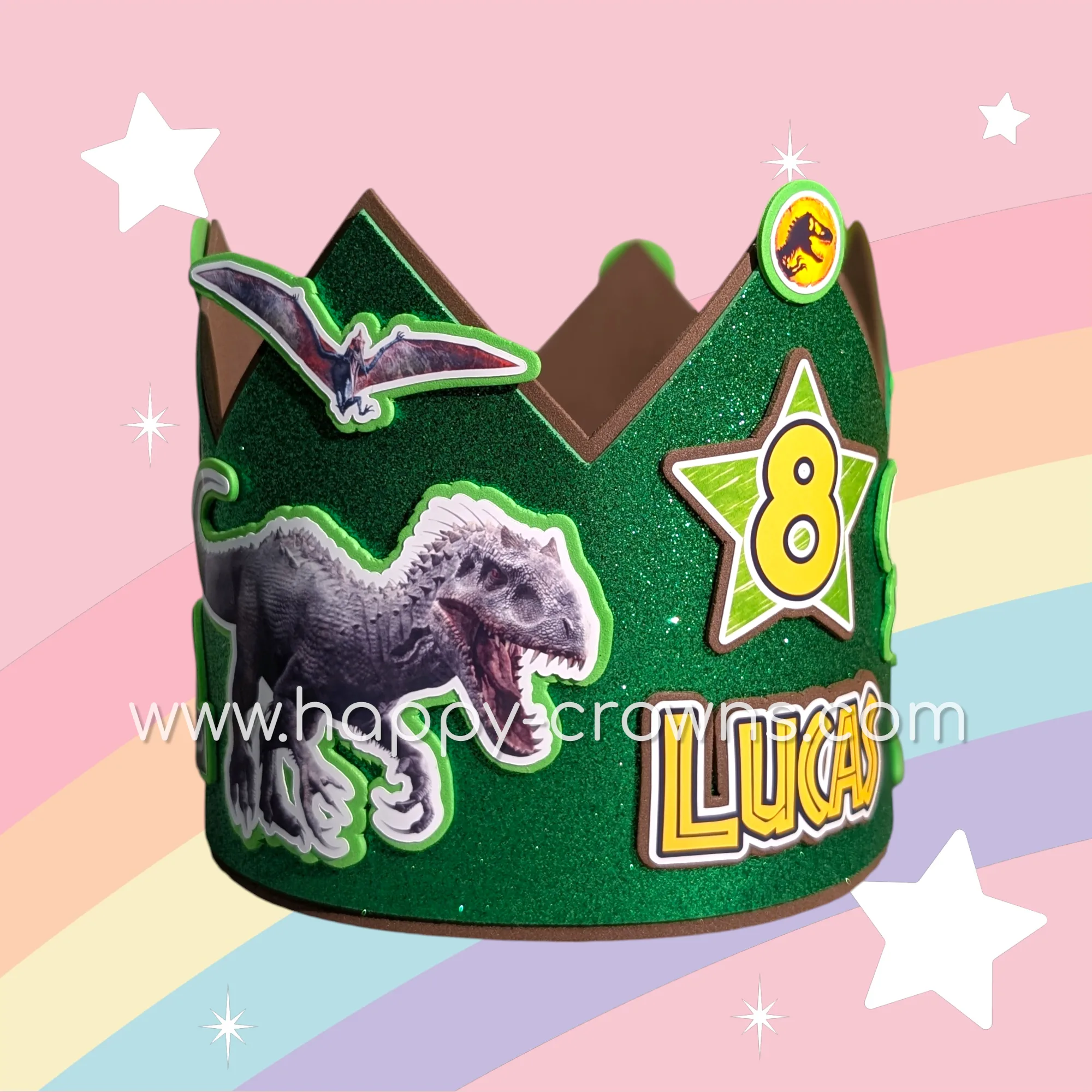 Corona de cumpleaños Jurassic World personalizada — 2