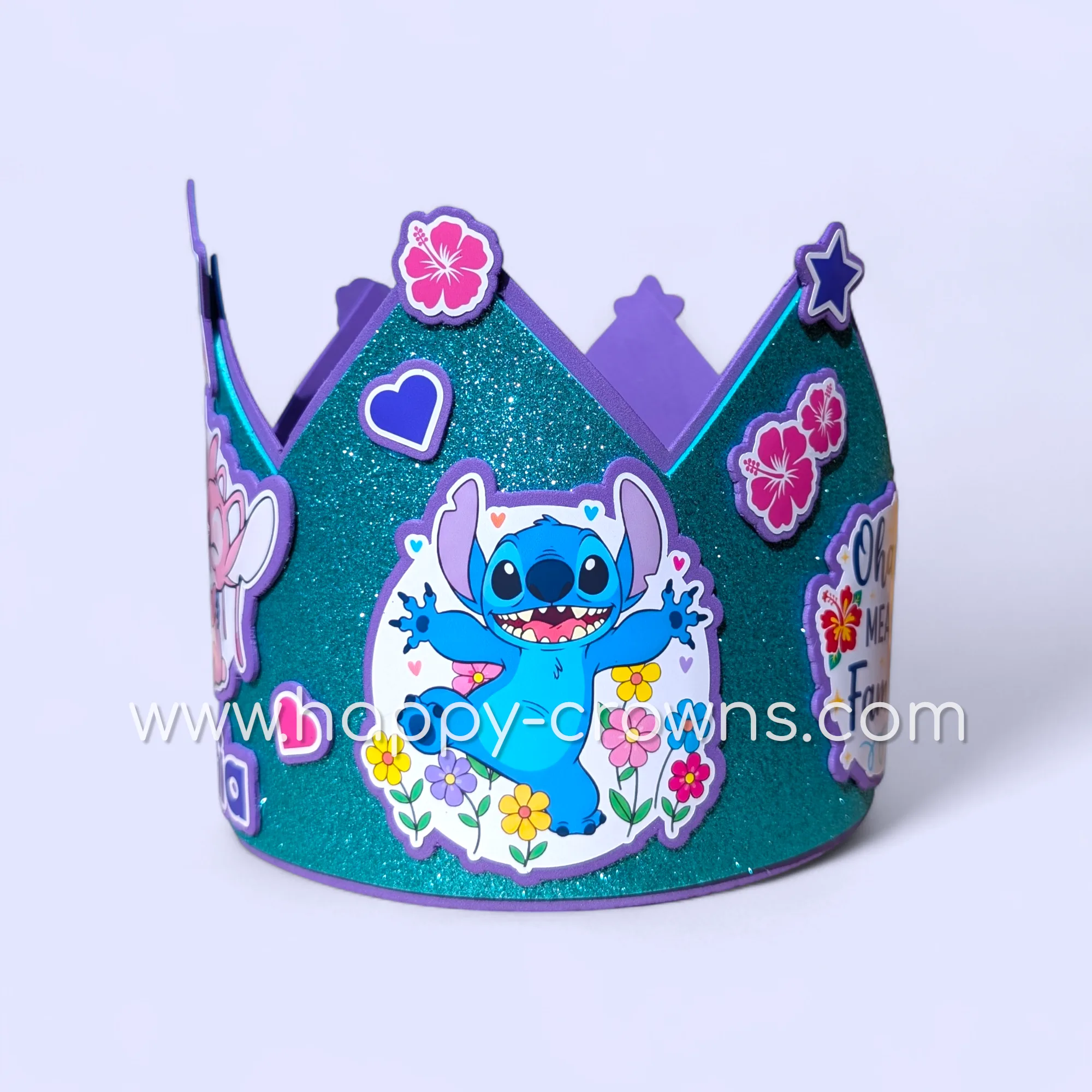 Corona de cumpleaños Stitch y Angel personalizada — 2
